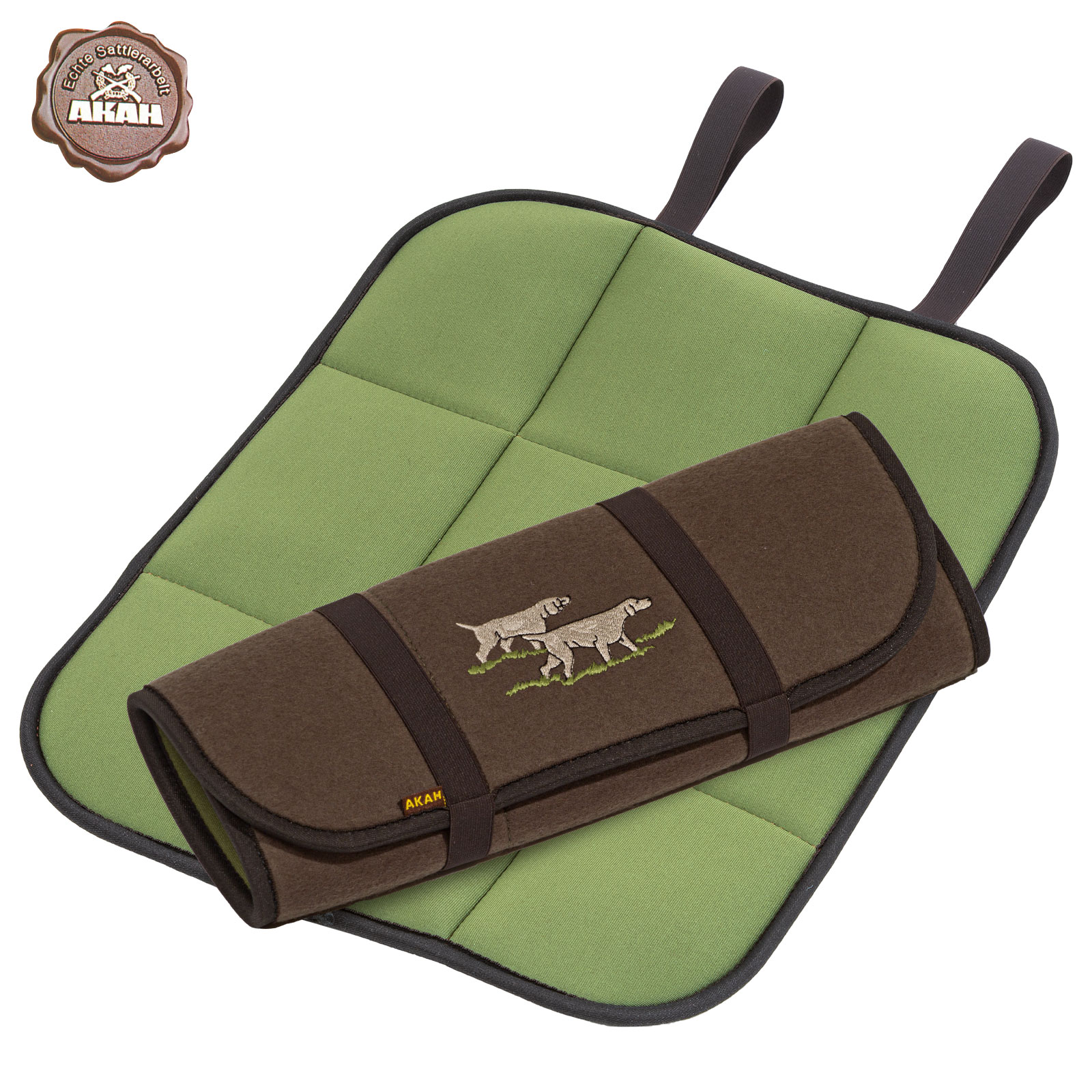 AKAH Sitzkissen + Wärmer von AKAH Faltbares Sitzkissen mit Jagdhund-Stickerei 60200001