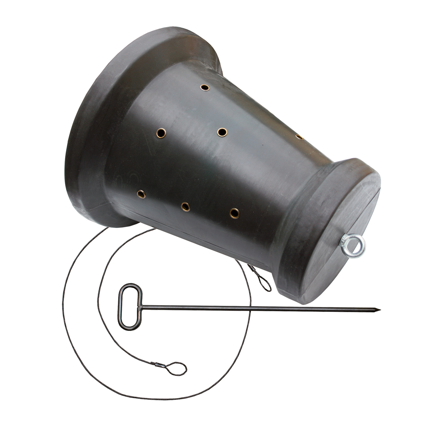 AKAH Lockmittel + Vergrämung von Revieralarm Futtertrommel in Kegelform mit Bodenanker 71550100