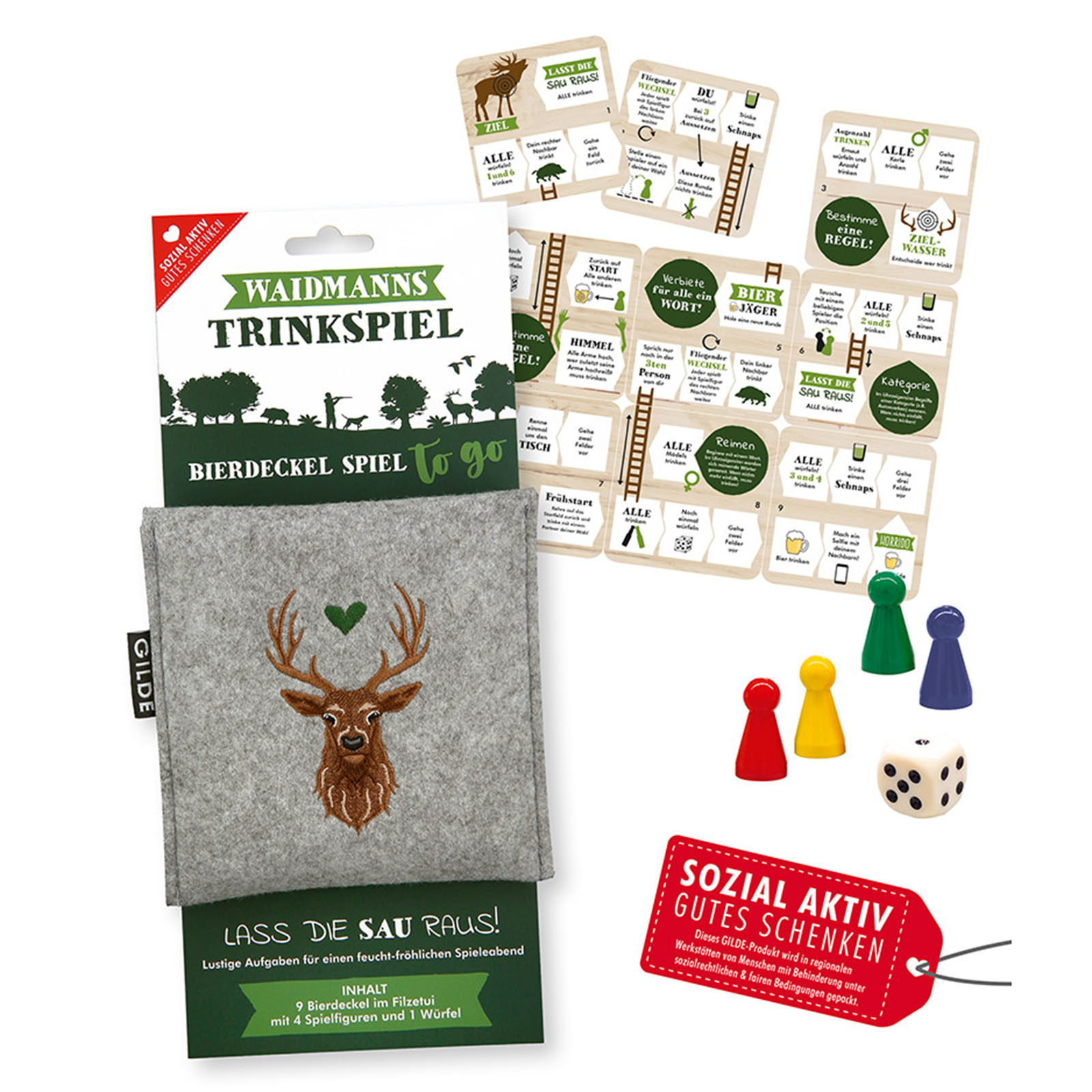 AKAH Der gedeckte Tisch von Revieralarm Bierdeckel-Spiel „To Go“ 77840000