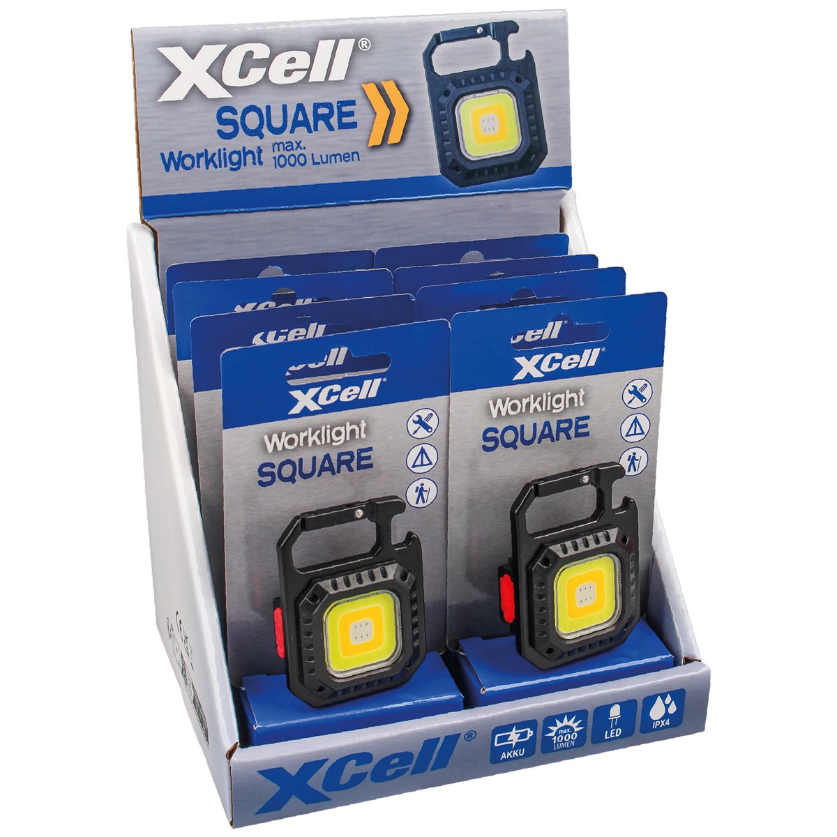 AKAH Lampen von XCell XCell Work Square LED-Akku-Leuchte (Display 8 Stück) 69125000