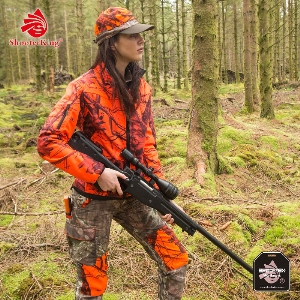 Damenbekleidung für Jagd und Outdoor von AKAH SHOOTERKING Softshell Jacke Damen Mossy Blaze Orange Camo 81253003