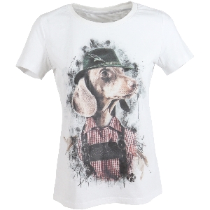 AKAH Hemden und T-Shirts für draußen von AKAH ALMTRACHT T-Shirt Damen Dackel mit Hut, weiß 83813008